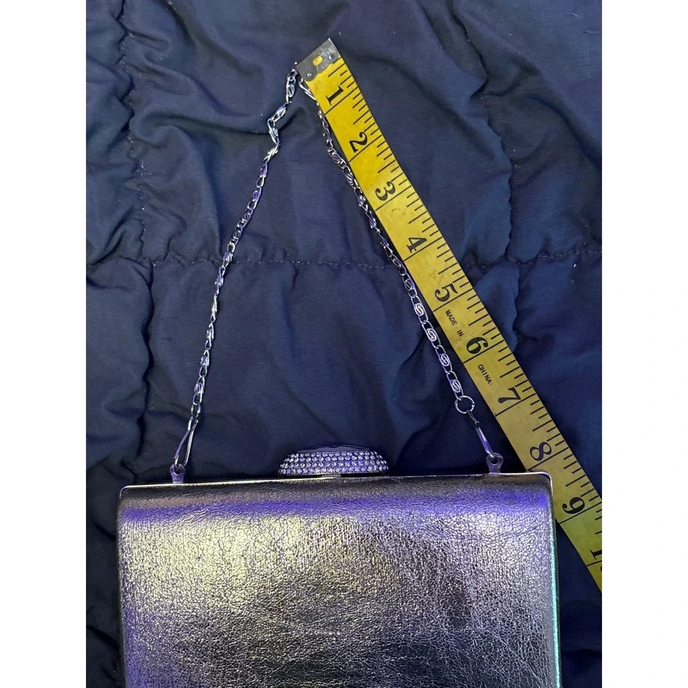 Vintage Gold Metallic Rhinestone Clasp Evening Clutch Purse‎ Chain Strap